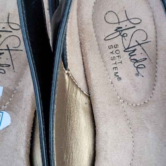 Life Stride Danilla Sling Black Faux Leather Flats Sz 7.5 - Picture 9 of 13